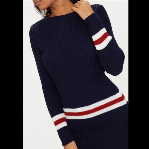 NWT Navy, red & white striped knit skirt // size 2 - Picture 3 of 6